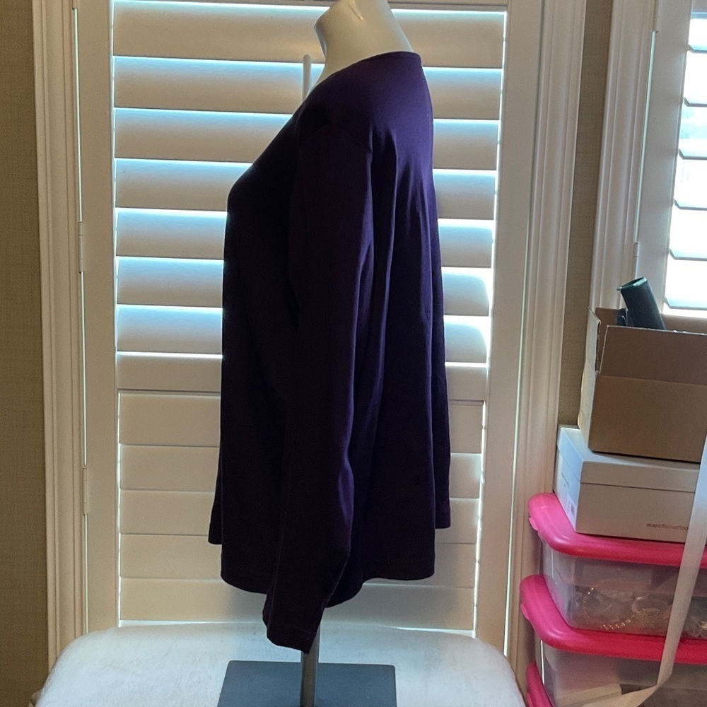 Croft & Barrow Dark Purple Long Sleeve Top with Silver Embroidery - Picture 5 of 9